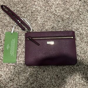 kate spade Plum Saffiano Leather Wristlet with Gold Hardware